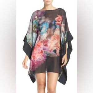 Ted Baker Floral Kaftan Sheer Dress